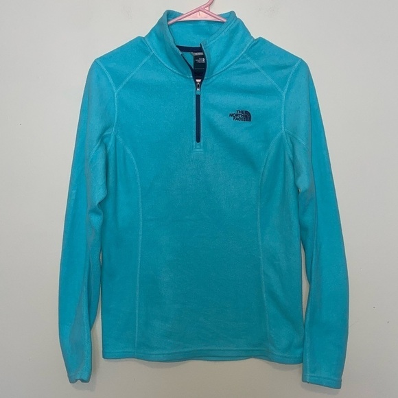 North Face Light Blue Quarter Zip Fleece Size Medium - Picture 1 of 5